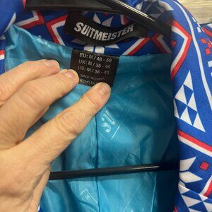 Men's Suitmeister whimsical Christmas suit--blue reindeer